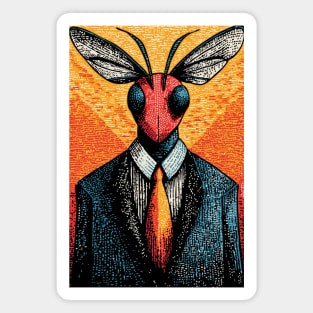 Majestic Dragonfly-Headed Businessman in Suit Surreal Art Magnet